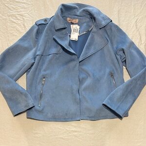 Philosophy Light Blue Suede Leather Jacket